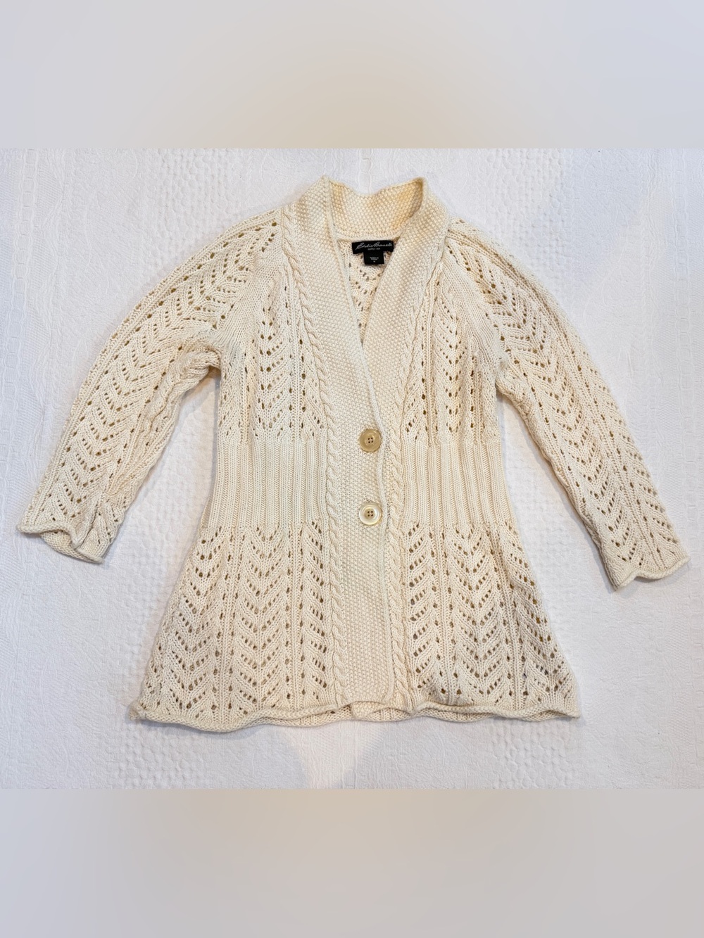 Eddie Bauer Ivory Linen Cotton Blend Cardigan Sweater Women’s Medium